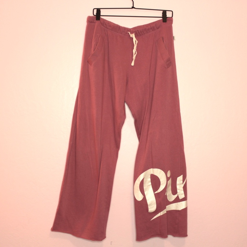 PINK mauve and white colored and white boyfriend sweatpants